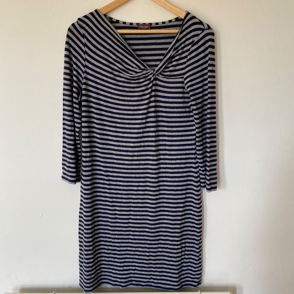 Phase Eight Striped Navy Grey Mini Dress/Tunic Size 12 - Picture 3 of 8